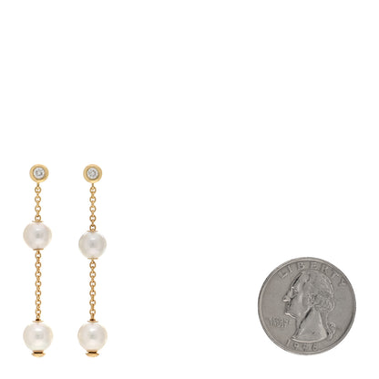 Mikimoto 18K Yellow Gold Diamond Akoya Pearl 7-7.5mm Pearls in Motion Earrings 2 of 5