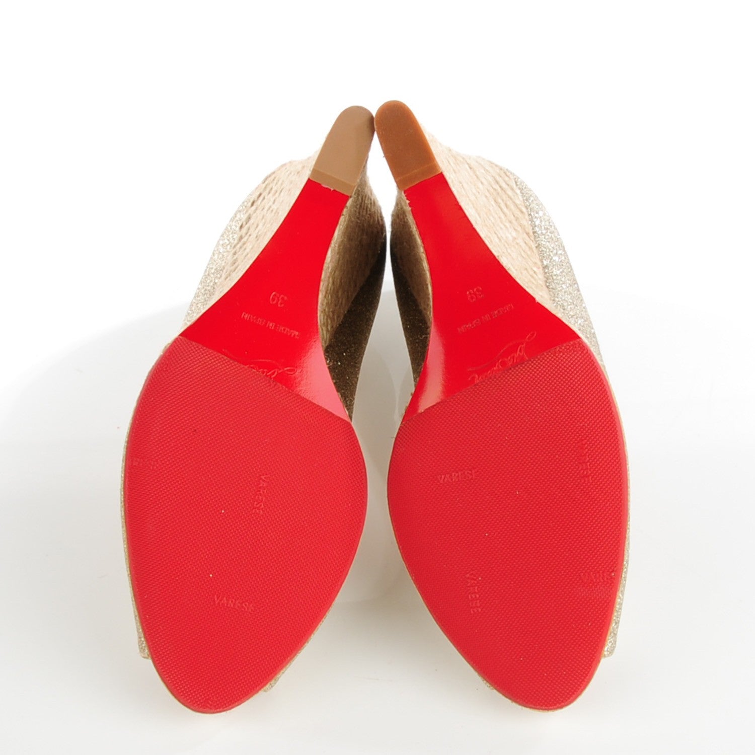 Christian Louboutin Glitter Puglia Espadrille Wedges 39 Platine 5 of 9