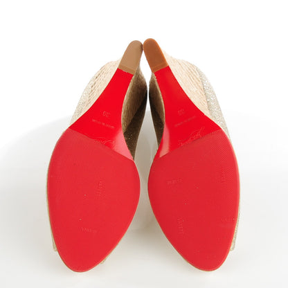 Christian Louboutin Glitter Puglia Espadrille Wedges 39 Platine 5 of 9