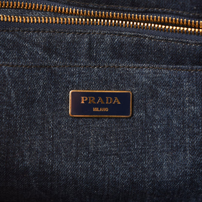 Prada Denim Logo Tote Avio 8 of 10