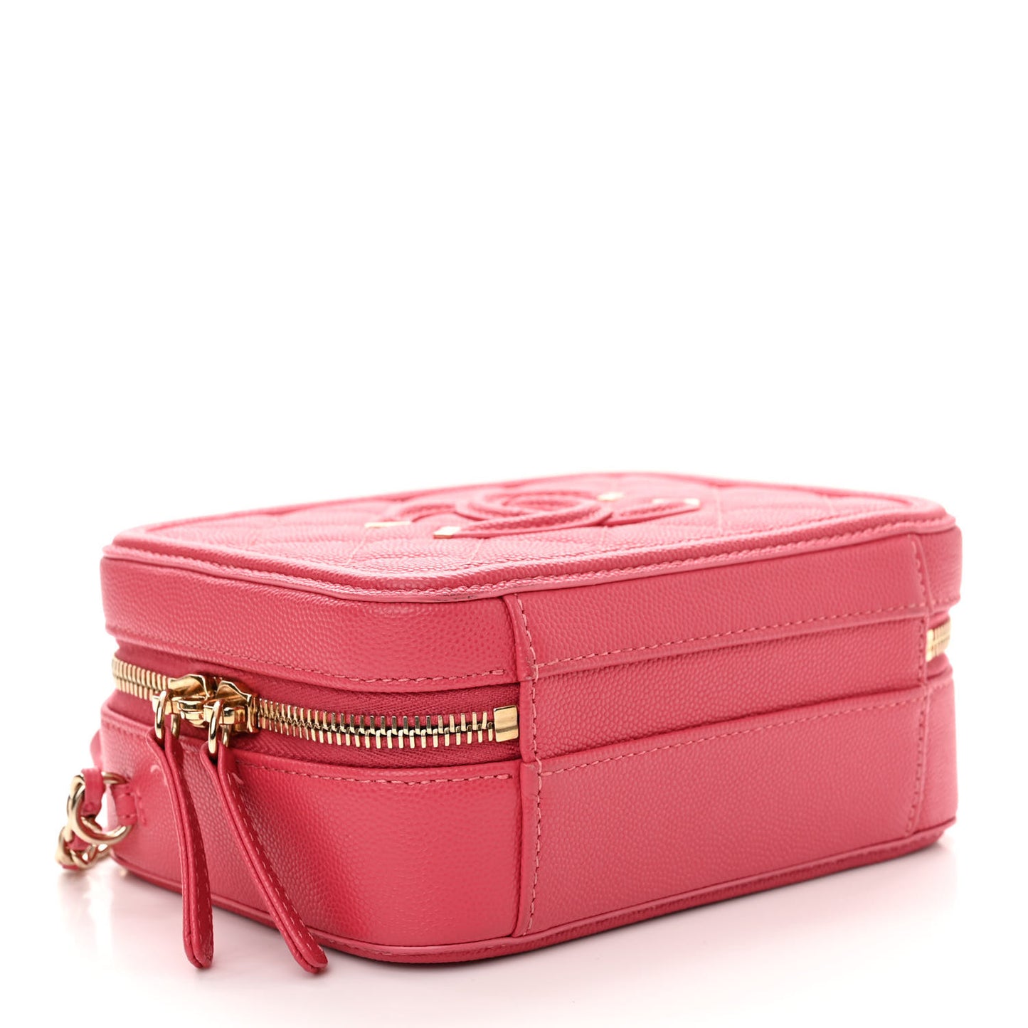 Caviar Quilted Small CC Filigree Vanity Case Rose