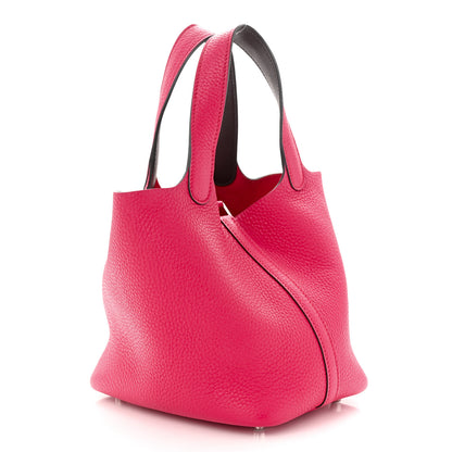 Hermes Taurillon Clemence Swift Eclat Picotin Lock 18 PM Framboise Rouge Sellier 3 of 14