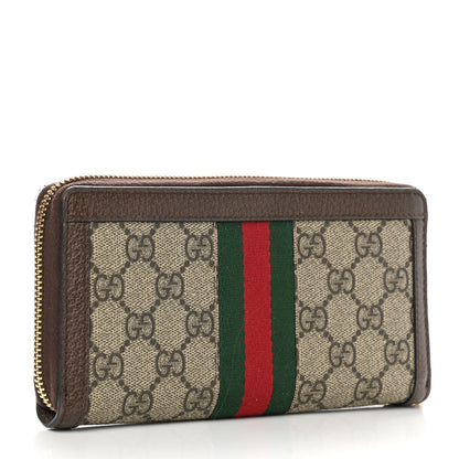 Gucci GG Supreme Monogram Web Ophidia Zip Around Wallet Brown 3 of 8