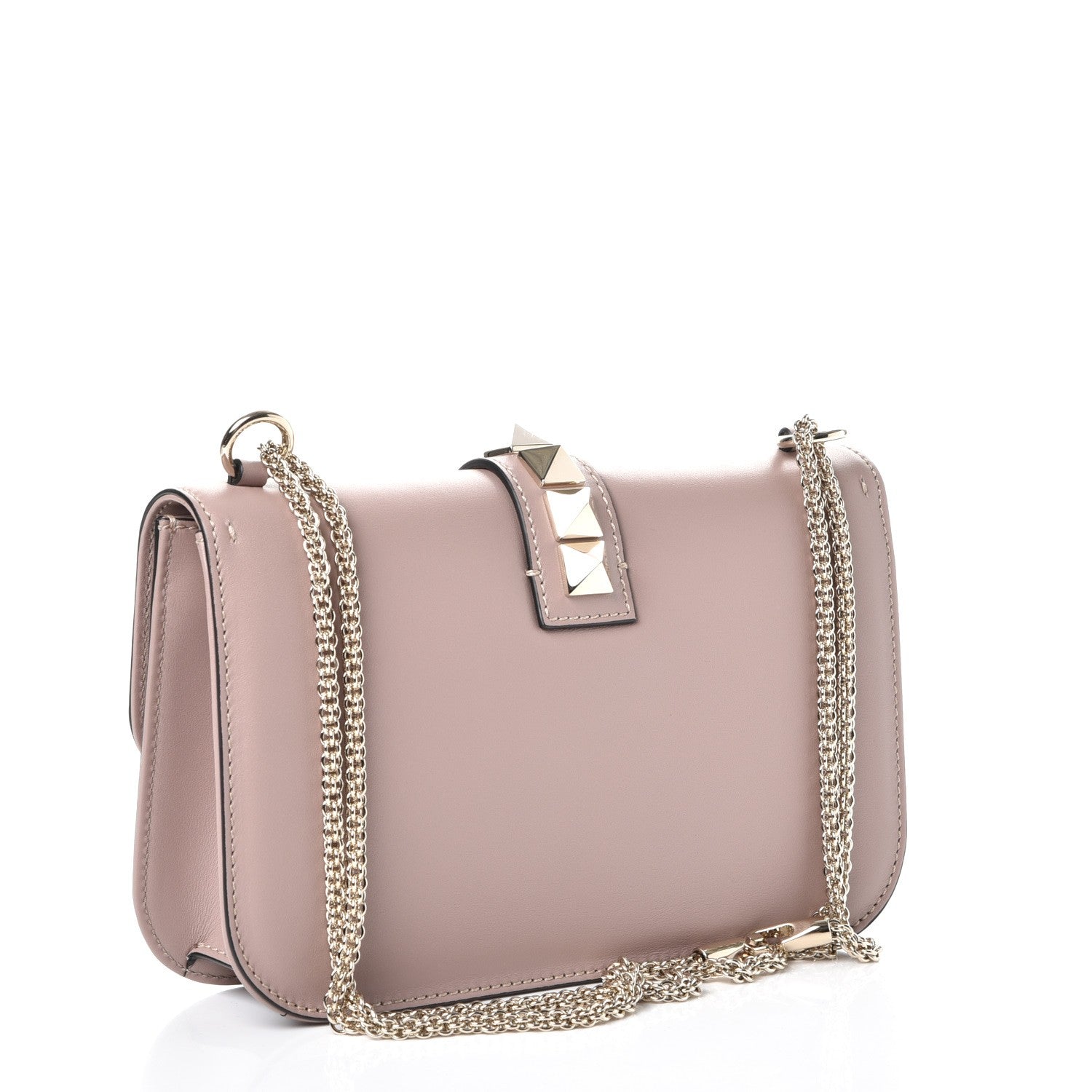 Valentino Garavani Vitello Medium Glam Lock Rockstud Flap Poudre 4 of 8