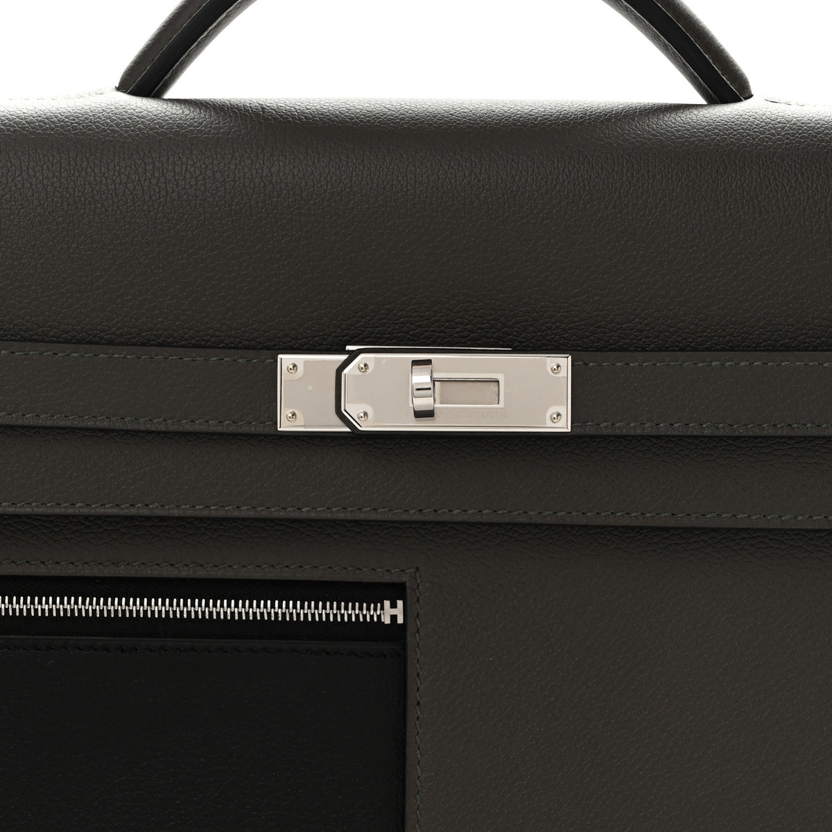 Evercolor Evergrain Barenia Kelly Depeches 36 Briefcase Vert De Gris Black Fauve