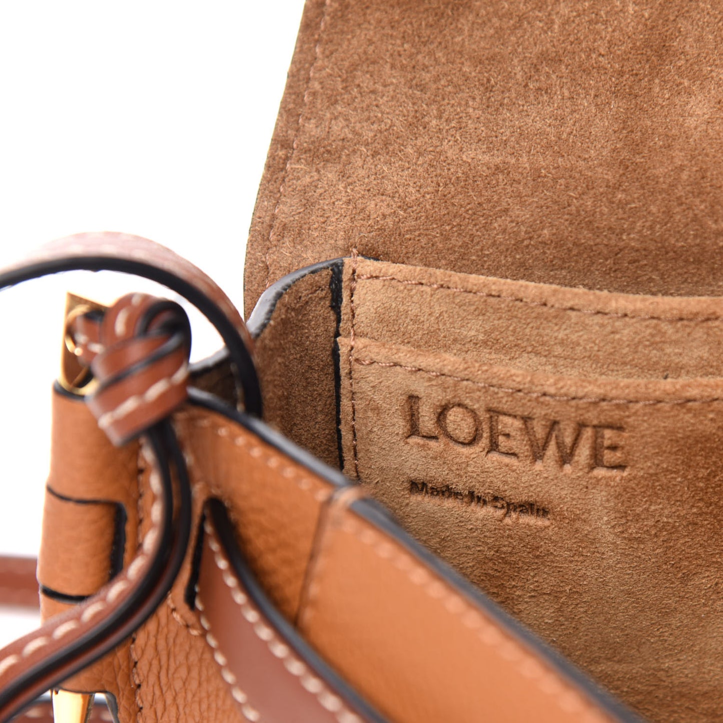 Grained Calfskin Mini Gate Crossbody Bag Caramel Pecan