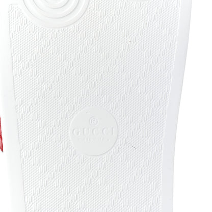 Gucci Canvas Sylvie Stripe Logo Pursuit Slide Sandals 39 Mystic White Hibiscus Red Maritime 9 of 10