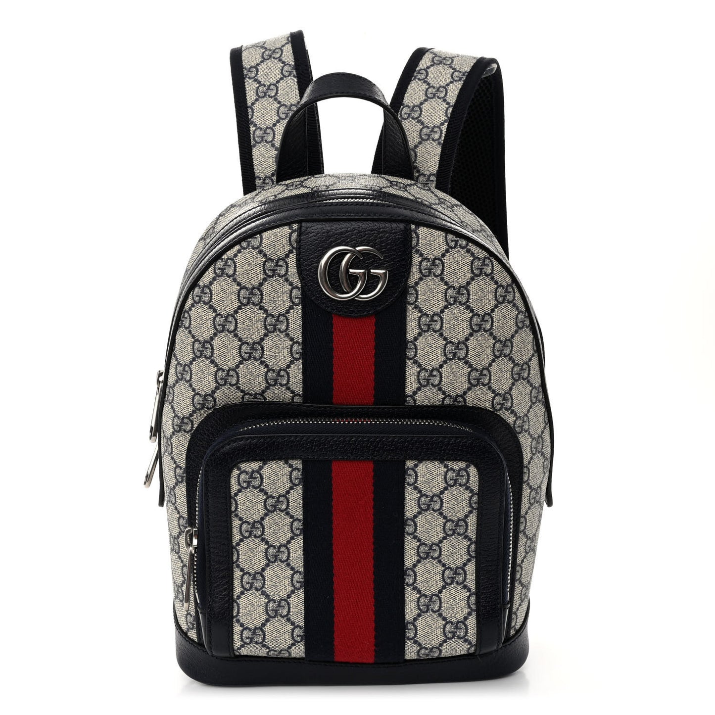GG Supreme Monogram Textured Dollar Calfskin Web Small Ophidia Day Backpack Beige Blue Black
