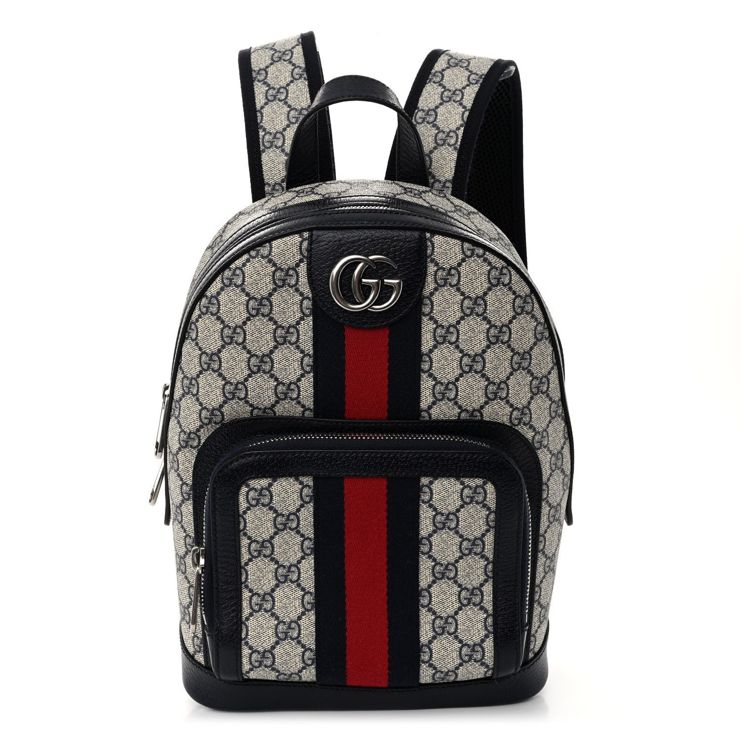 Gucci GG Supreme Monogram Textured Dollar Calfskin Web Small Ophidia Day Backpack Beige Blue Black 1 of 9