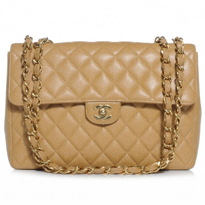 Chanel Caviar Jumbo Single Flap Beige 1 of 7