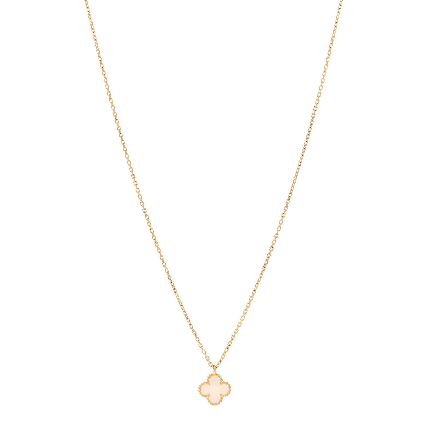 Van Cleef & Arpels 18K Yellow Gold Mother of Pearl Sweet Alhambra Pendant Necklace 1 of 6