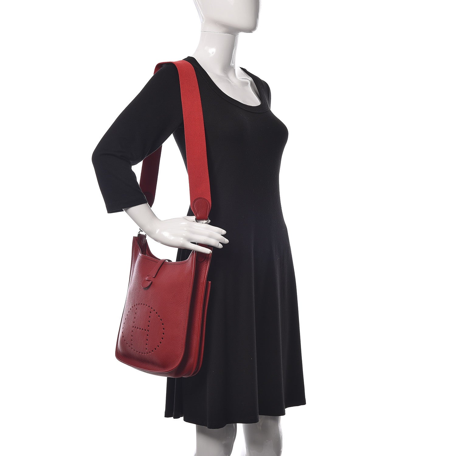 Hermes Taurillon Clemence Evelyne II PM Rouge Casaque 2 of 10