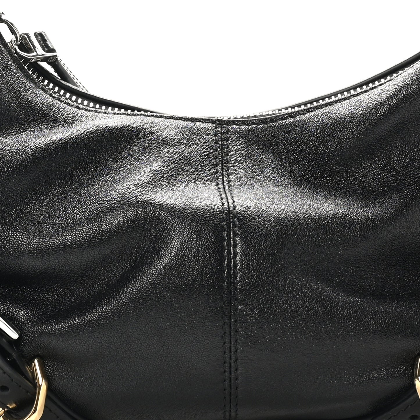 Shiny Calfskin Small Harness Voyou Shoulder Bag Black