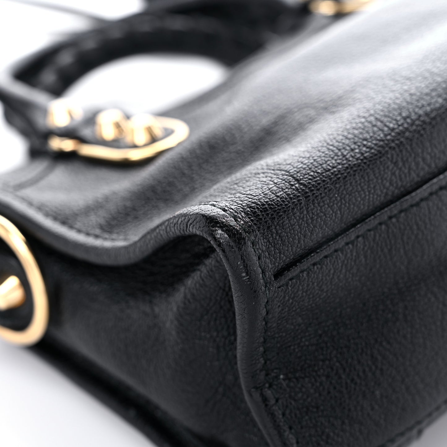 Chevre Gold Metallic Edge Hardware Mini City Black