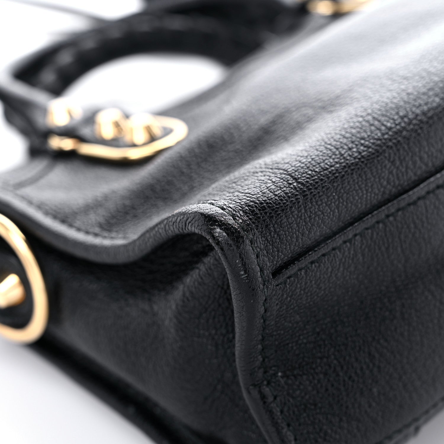 Balenciaga Chevre Gold Metallic Edge Hardware Mini City Black 9 of 16