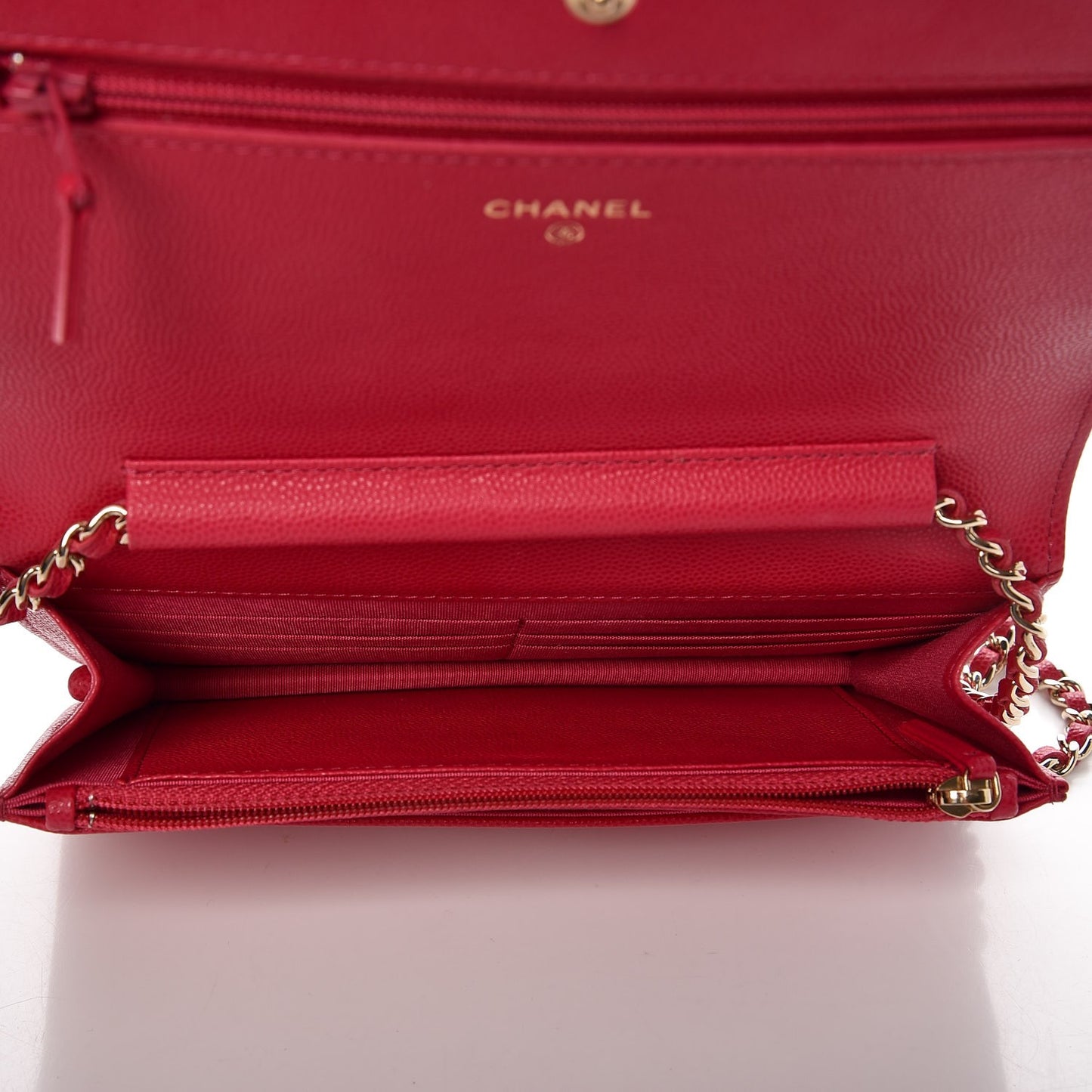 Caviar Camellia Embossed Wallet On Chain WOC Fuschia