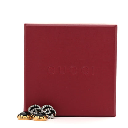 Gucci Crystal Double G Earrings Black Aged Gold 5 of 5
