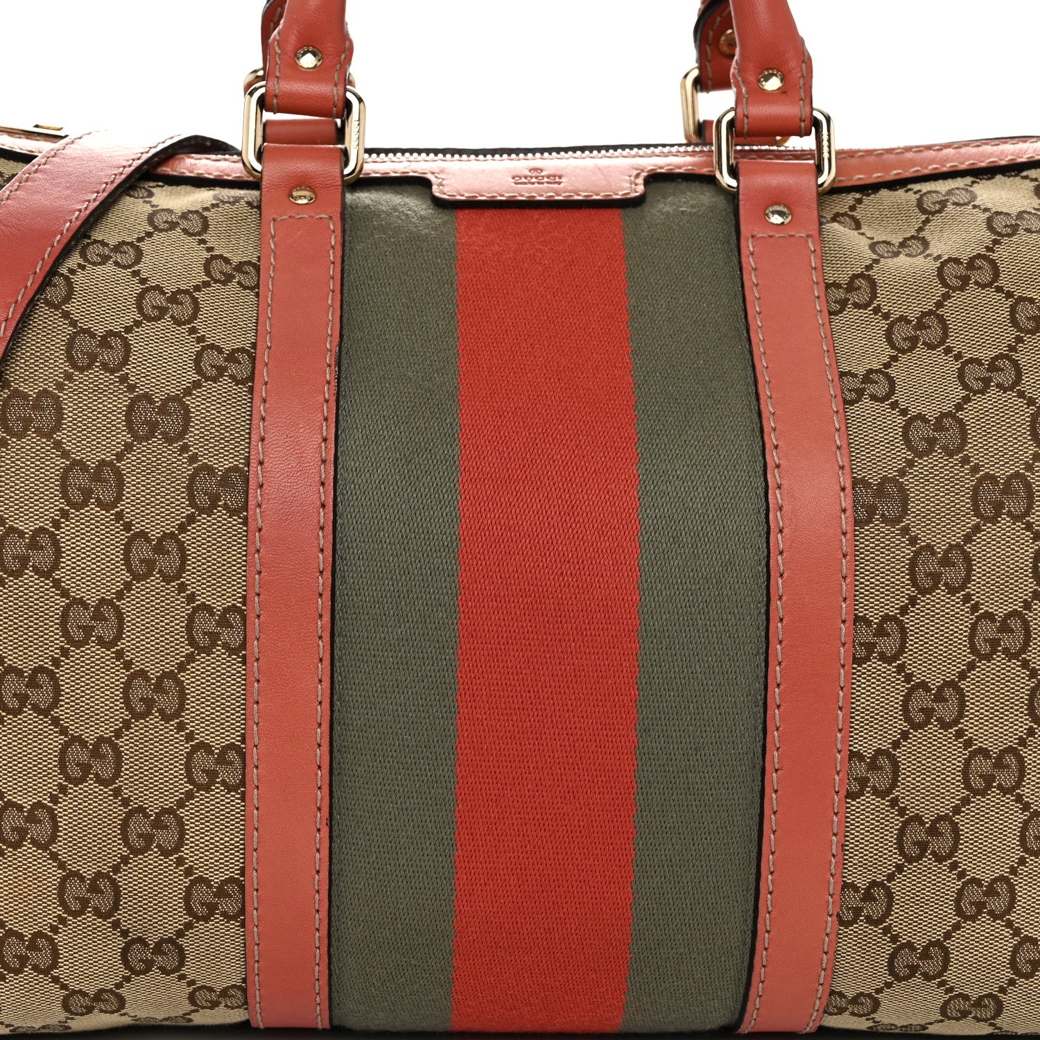 Gucci Monogram Vintage Web Medium Boston Pink 8 of 13