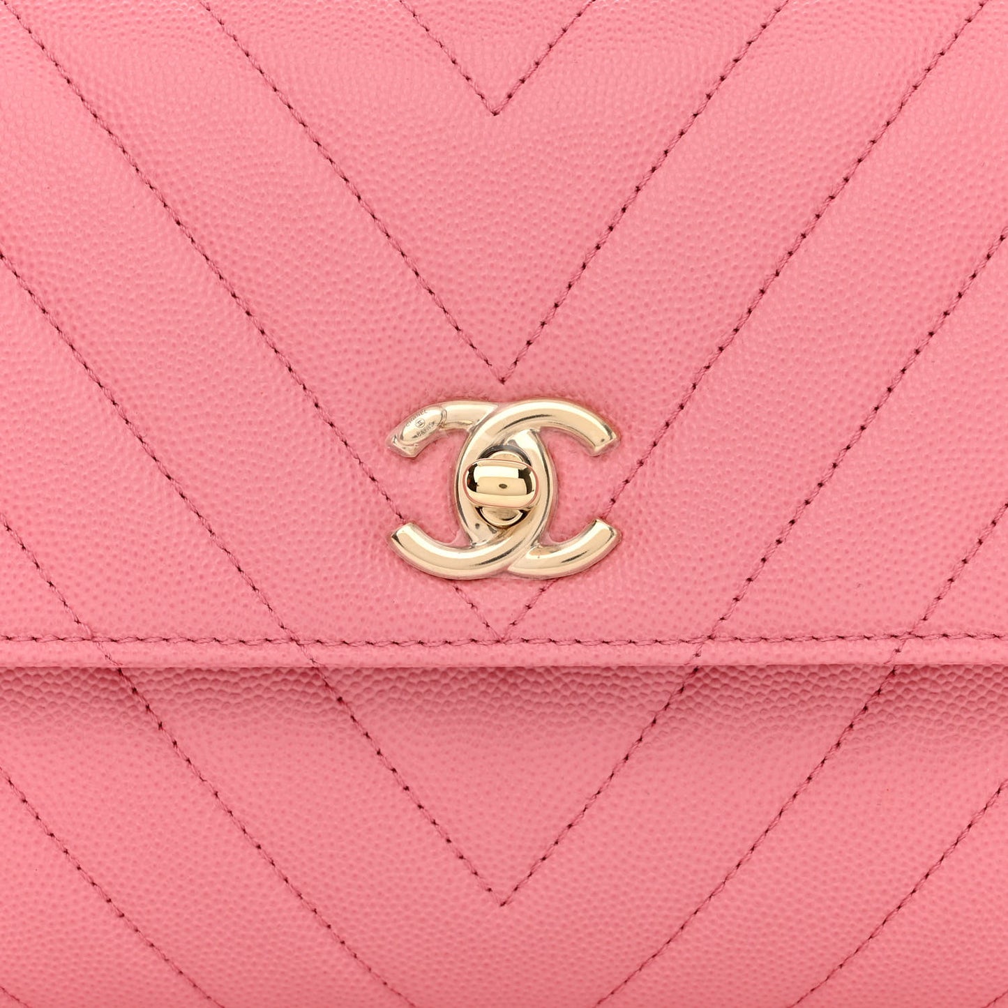 Caviar Chevron Quilted Mini Coco Handle Flap Pink