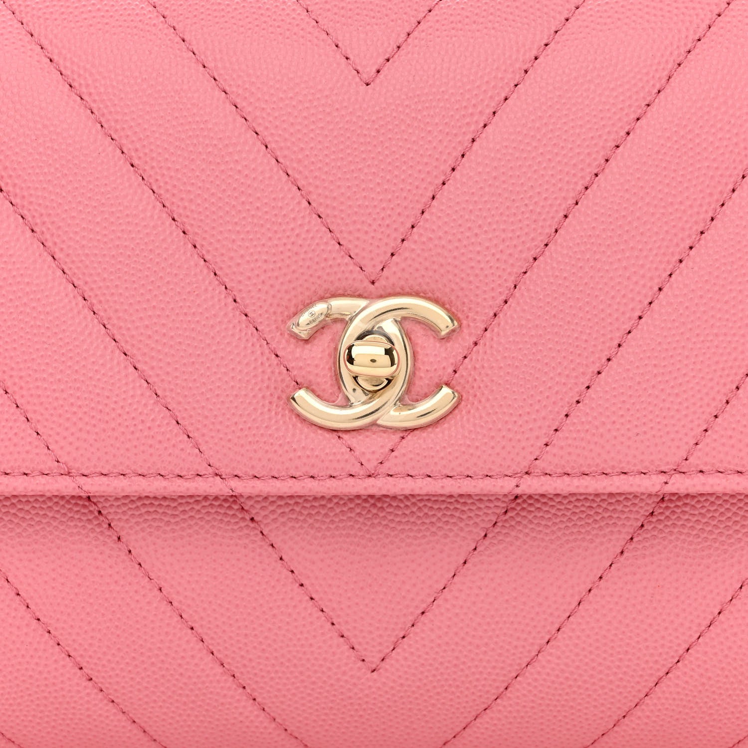 Chanel Caviar Chevron Quilted Mini Coco Handle Flap Pink 8 of 11