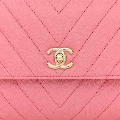 Chanel Caviar Chevron Quilted Mini Coco Handle Flap Pink 8 of 11