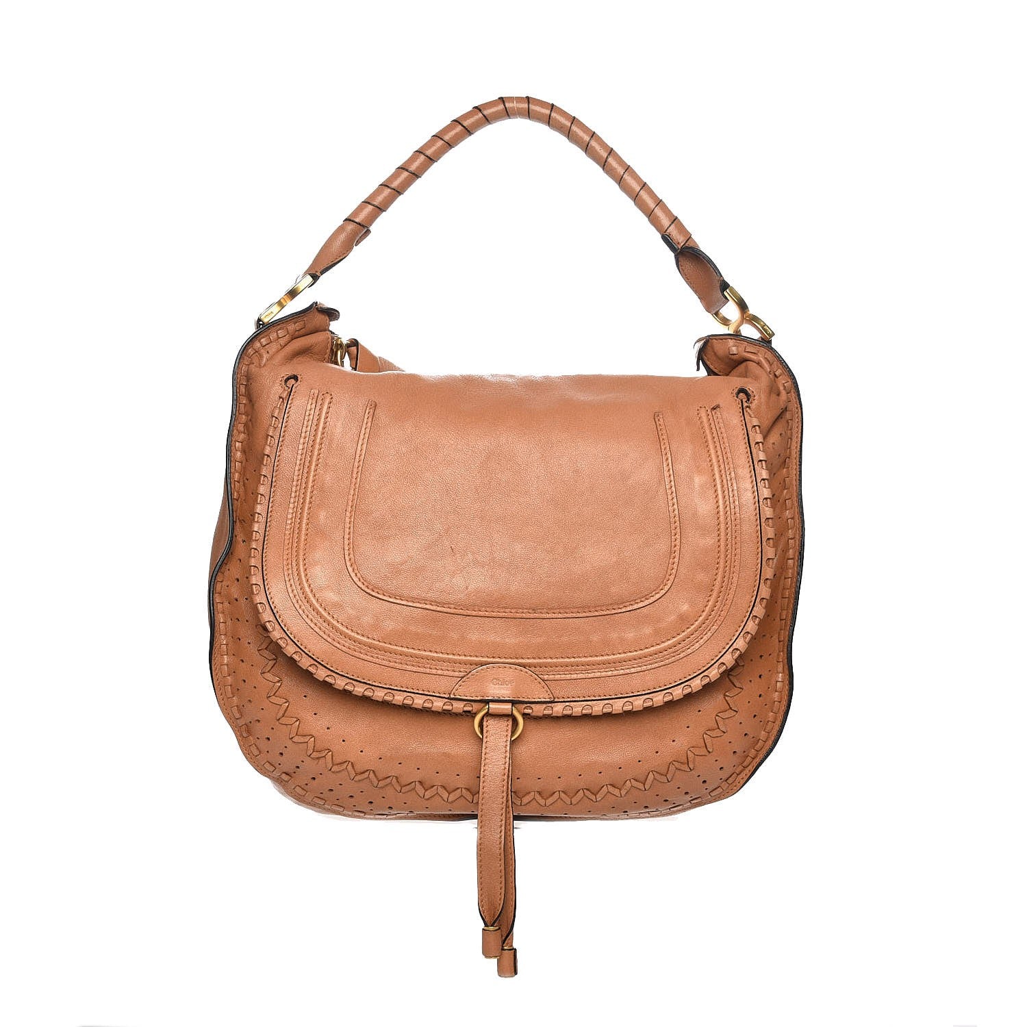 Chloe Calfskin Perforated Large Marcie Hobo Tan 1 of 11