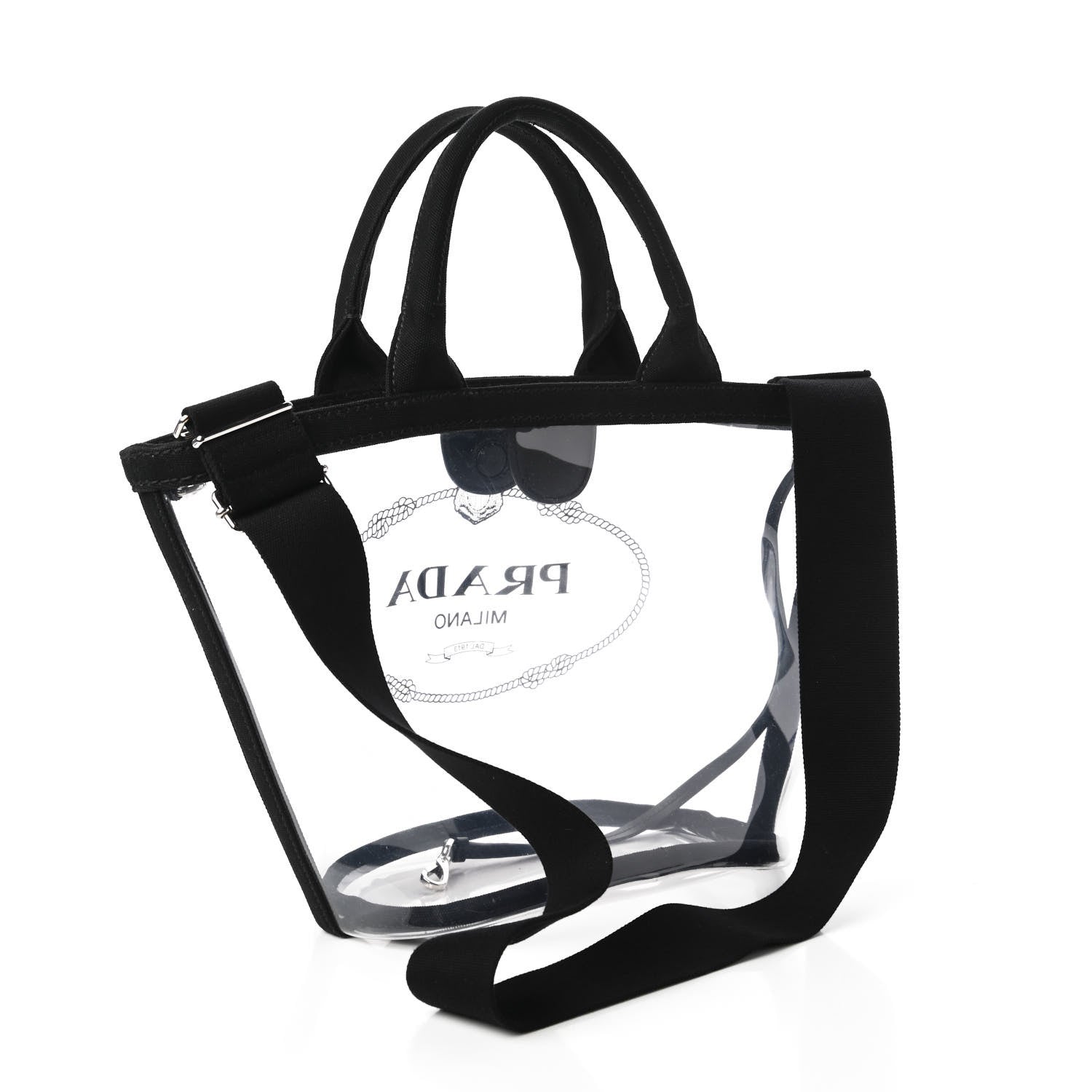 Prada Plexiglass Canapa Small Shopper Tote Black 3 of 10