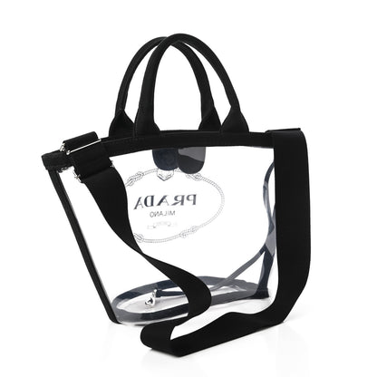 Prada Plexiglass Canapa Small Shopper Tote Black 3 of 10