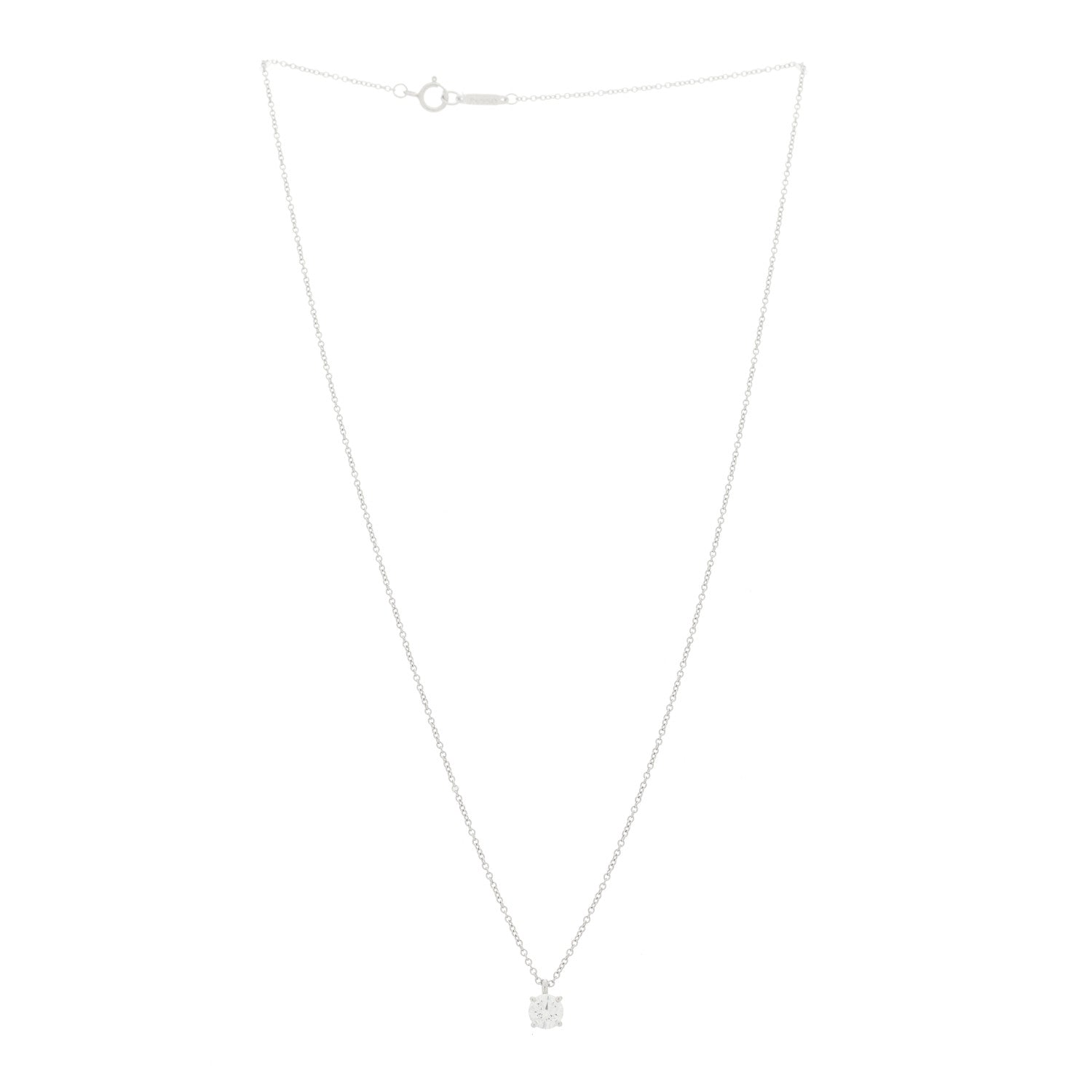 Tiffany Platinum Diamond .49ct Solitaire Pendant Necklace 3 of 5