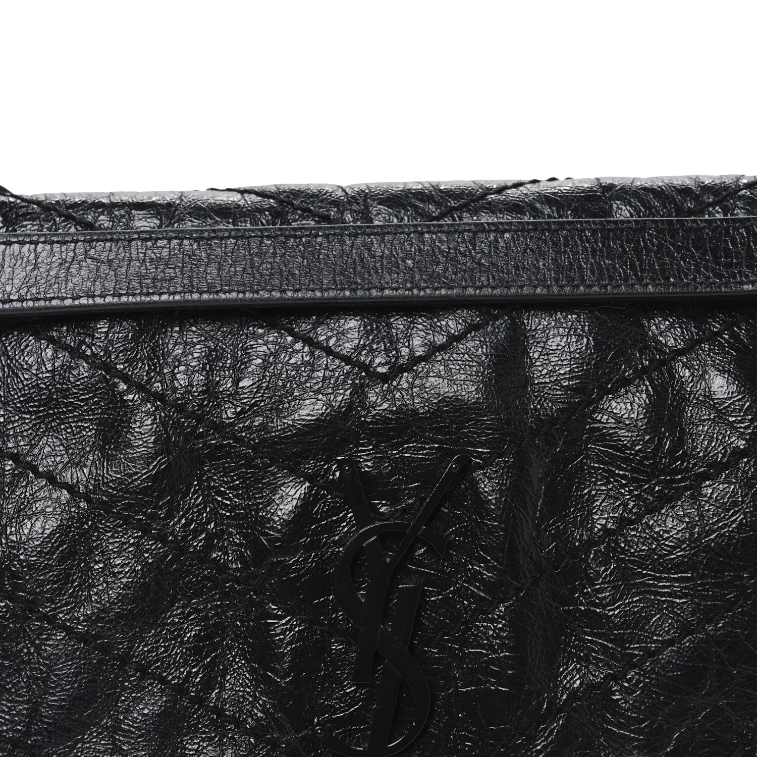 Saint Laurent Crinkled Calfskin Matelasse Monogram Medium Niki Chain Satchel Black 8 of 12