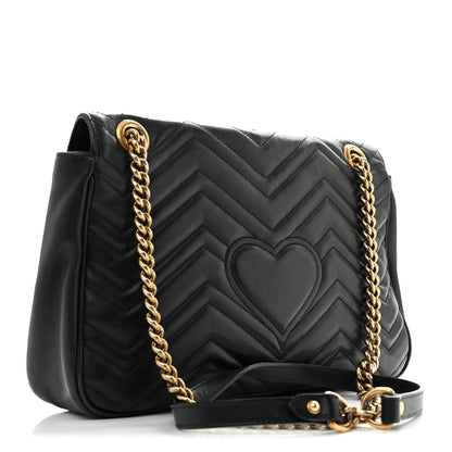 Gucci Calfskin Matelasse Medium GG Marmont Shoulder Bag Black 3 of 17