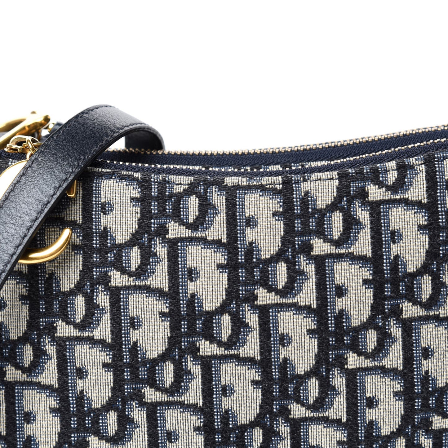 Oblique Saddle Pouch With Strap Navy Blue