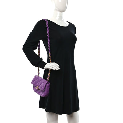 Chanel Lambskin Quilted Mini Lacquered Chain Flap Purple 2 of 11