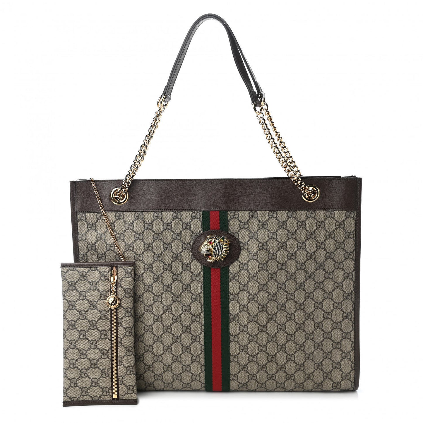 GG Supreme Monogram Large Rajah Chain Tote Beige New Acero