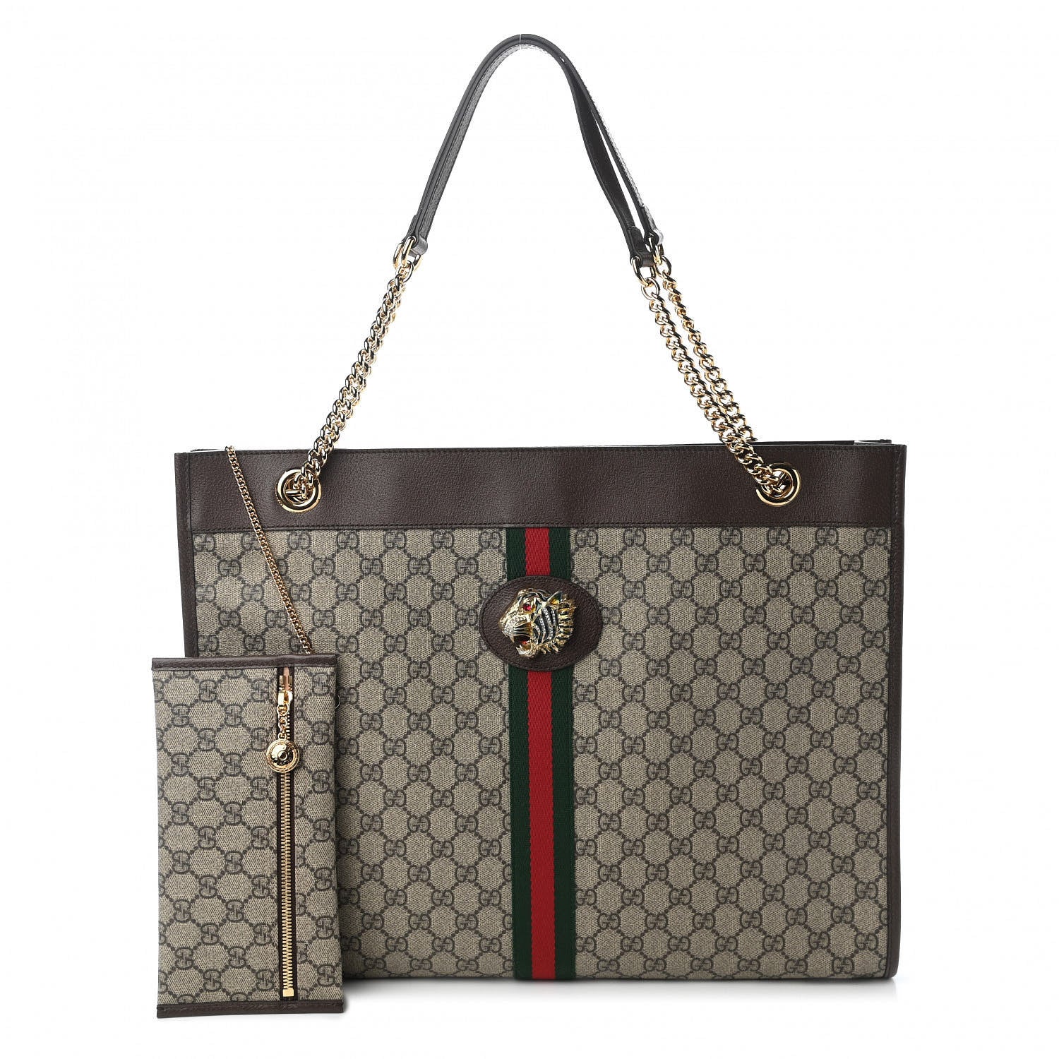 Gucci GG Supreme Monogram Large Rajah Chain Tote Beige New Acero 1 of 10