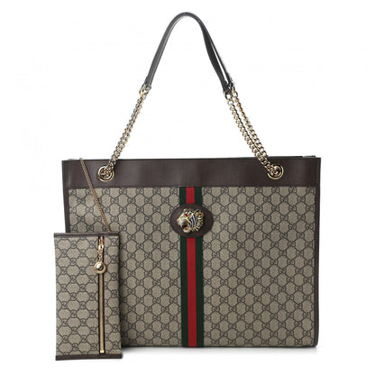 Gucci GG Supreme Monogram Large Rajah Chain Tote Beige New Acero 1 of 10