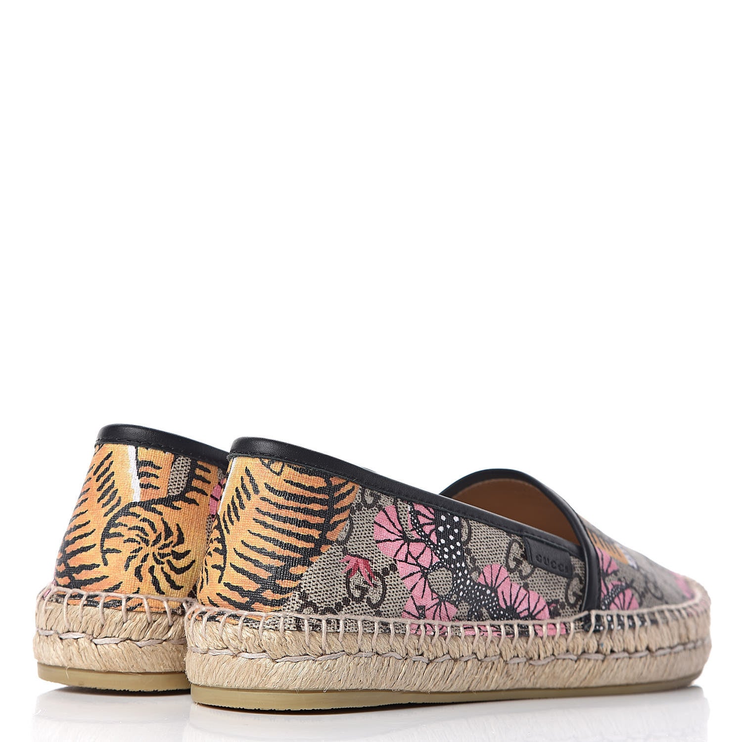 Gucci GG Supreme Monogram Bengal Espadrilles 36 Beige Crop Pink 4 of 7