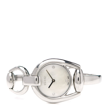 Gucci Stainless Steel Diamond Mother of Pearl 28mm Horsebit Quartz Watch 2 of 4