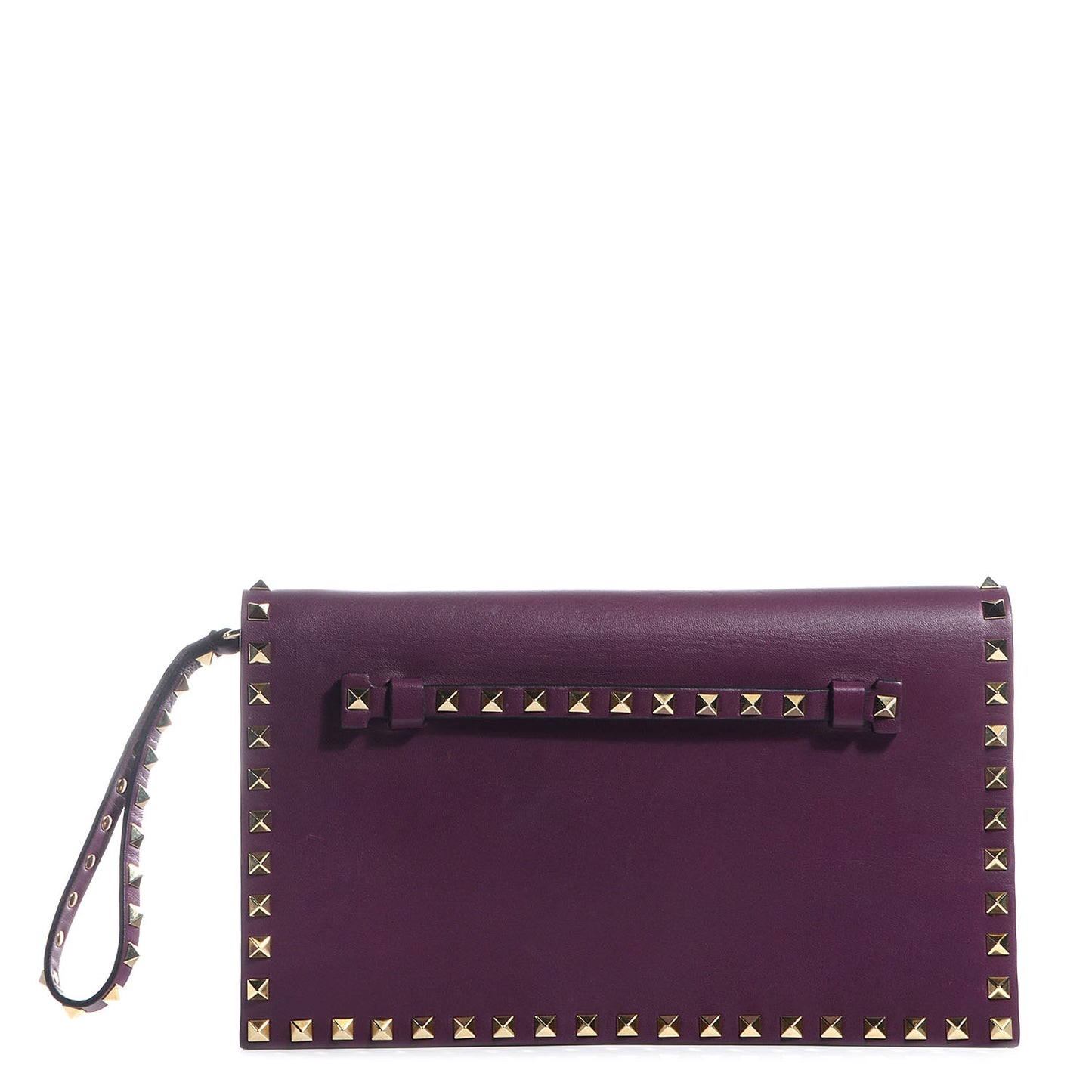 Nappa Rockstud Wristlet Clutch Aubergine