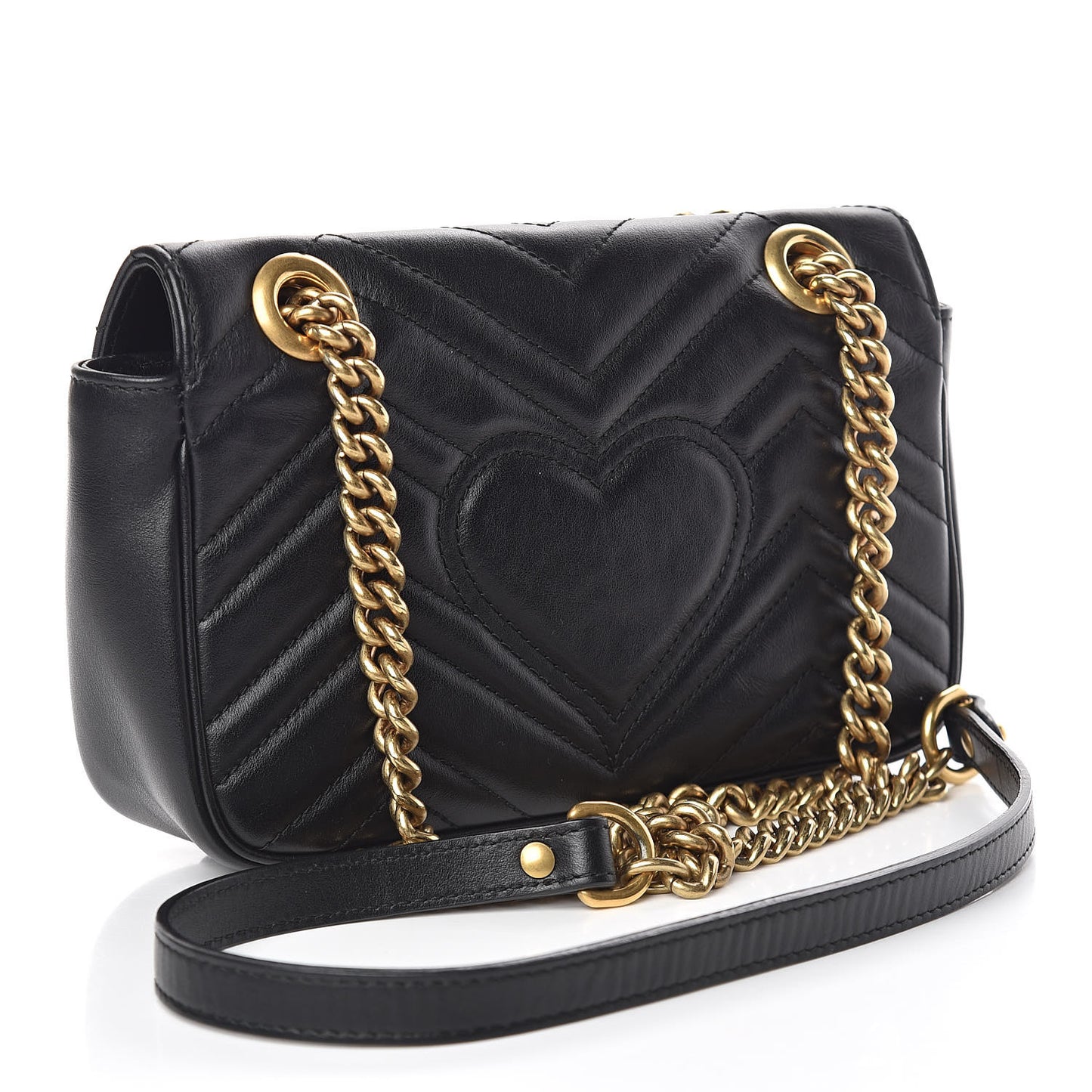 Calfskin Matelasse Mini GG Marmont Shoulder Bag Black