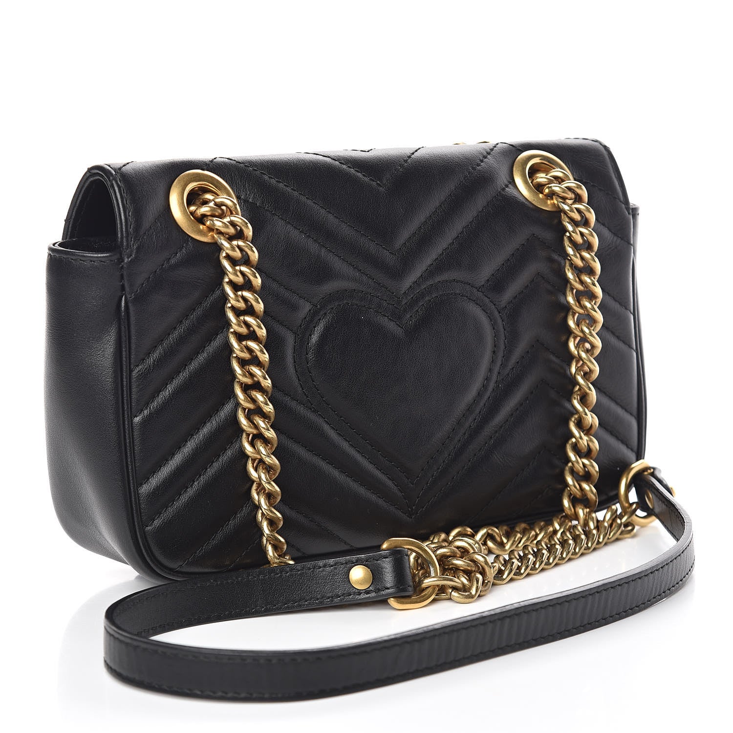 Gucci Calfskin Matelasse Mini GG Marmont Shoulder Bag Black 3 of 11