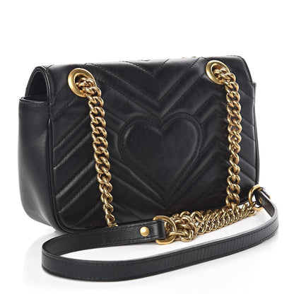 Gucci Calfskin Matelasse Mini GG Marmont Shoulder Bag Black 3 of 11