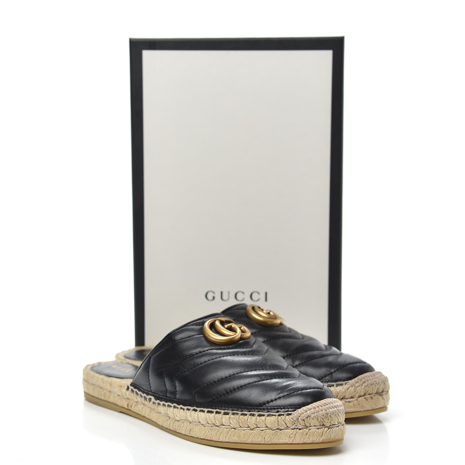 Gucci Nappa Matelasse GG Marmont Espadrille Slippers 40.5 Black 10 of 10