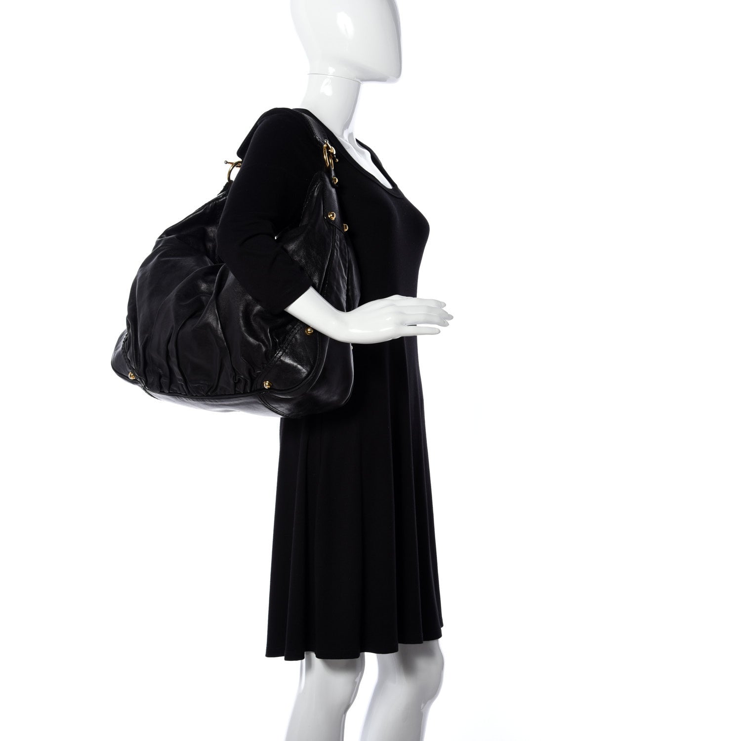 Gucci Calfskin Large Jockey Hobo Black 2 of 10