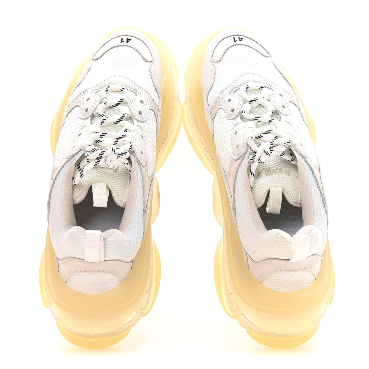 Fabric Mesh Clear Sole Womens Triple S Sneakers 41 White