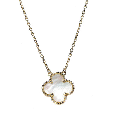 Van Cleef & Arpels 18K Yellow Gold Mother of Pearl Vintage Alhambra Pendant Necklace 4 of 8