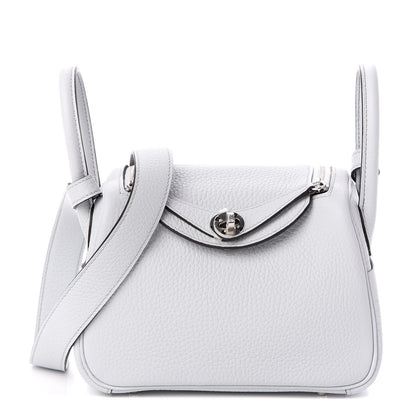 Hermes Taurillon Clemence Mini Lindy 20 Bleu Pale 1 of 8