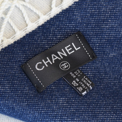 Chanel Merino Wool Cashmere CC Throw Blanket Navy White 3 of 4
