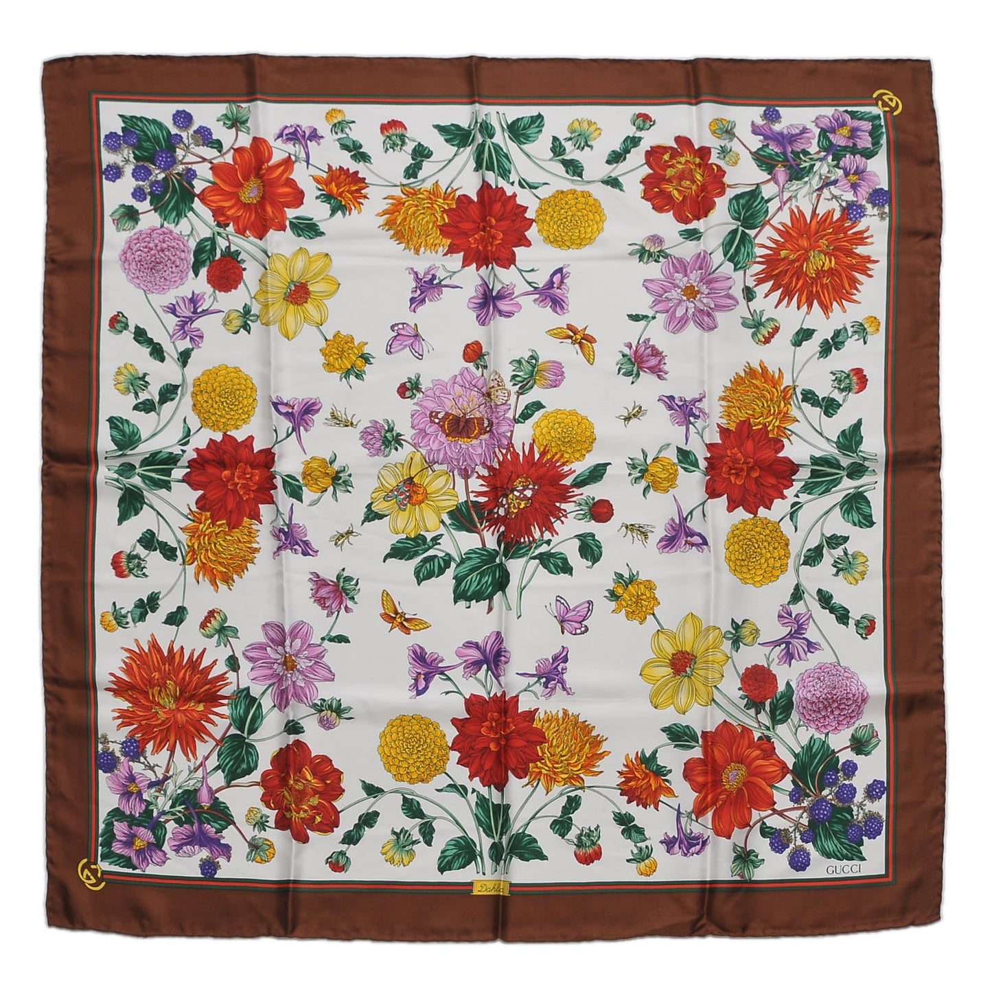 Silk Dahlia Floral Square Scarf Multi