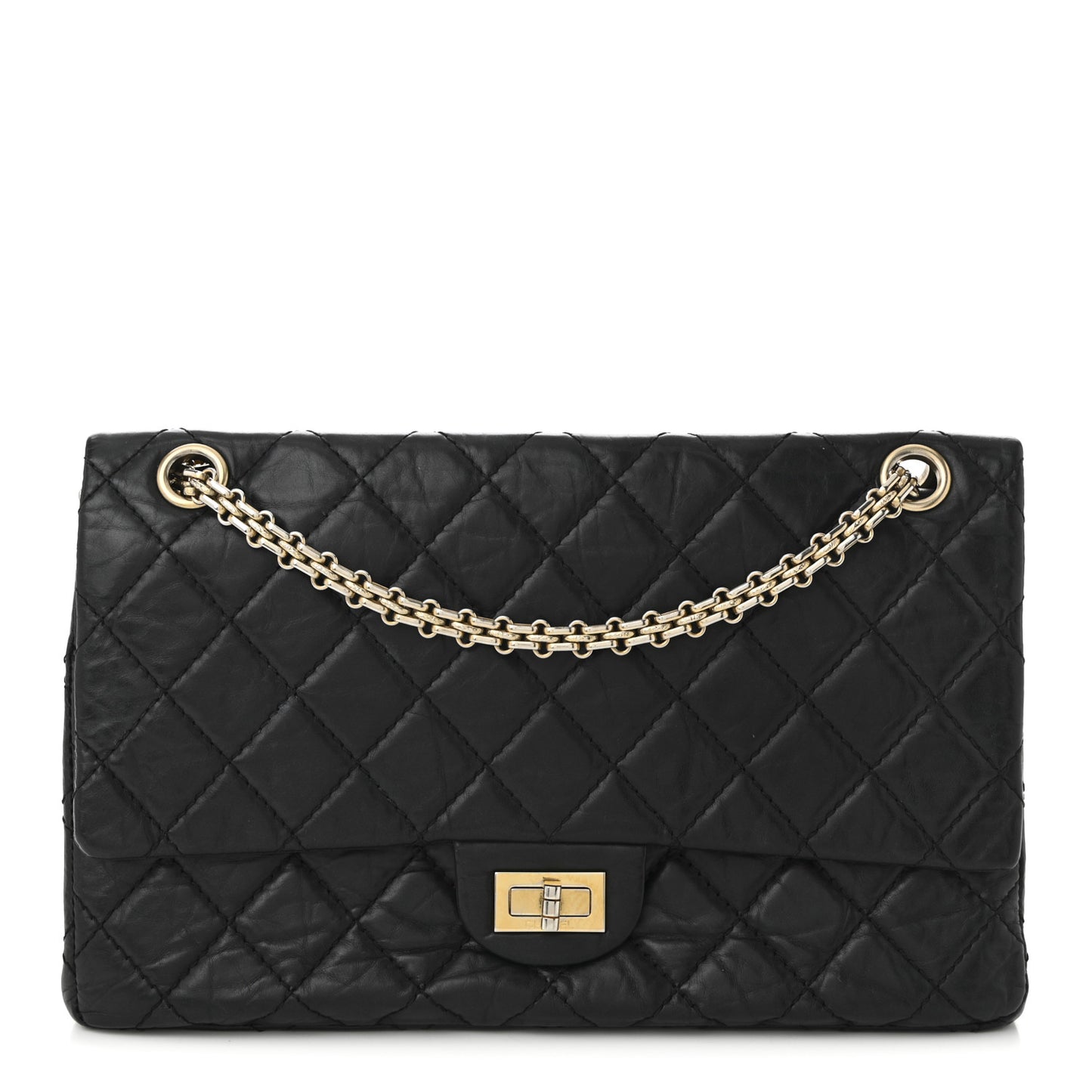Aged Calfskin Quilted 2.55 Reissue 226 Flap Black